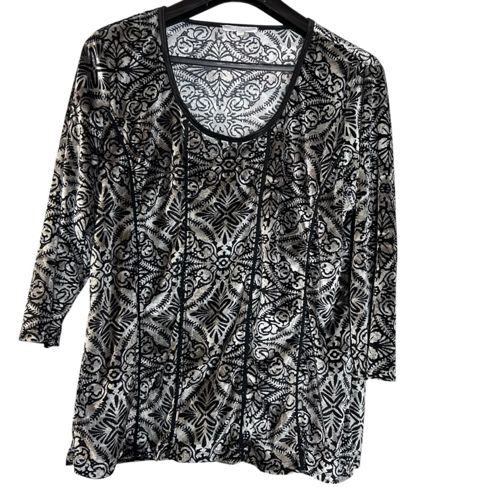 Classic Editions women’s top size XXL black grey velour soft scoop neck